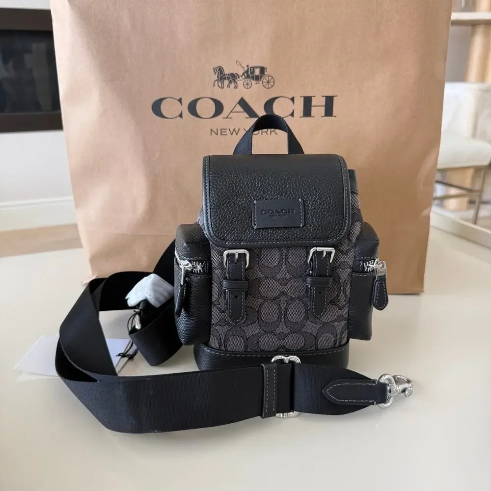 Last 2‼️Coach Sprint Sling Signature Canvas Bag Black Charcoal CBF64
